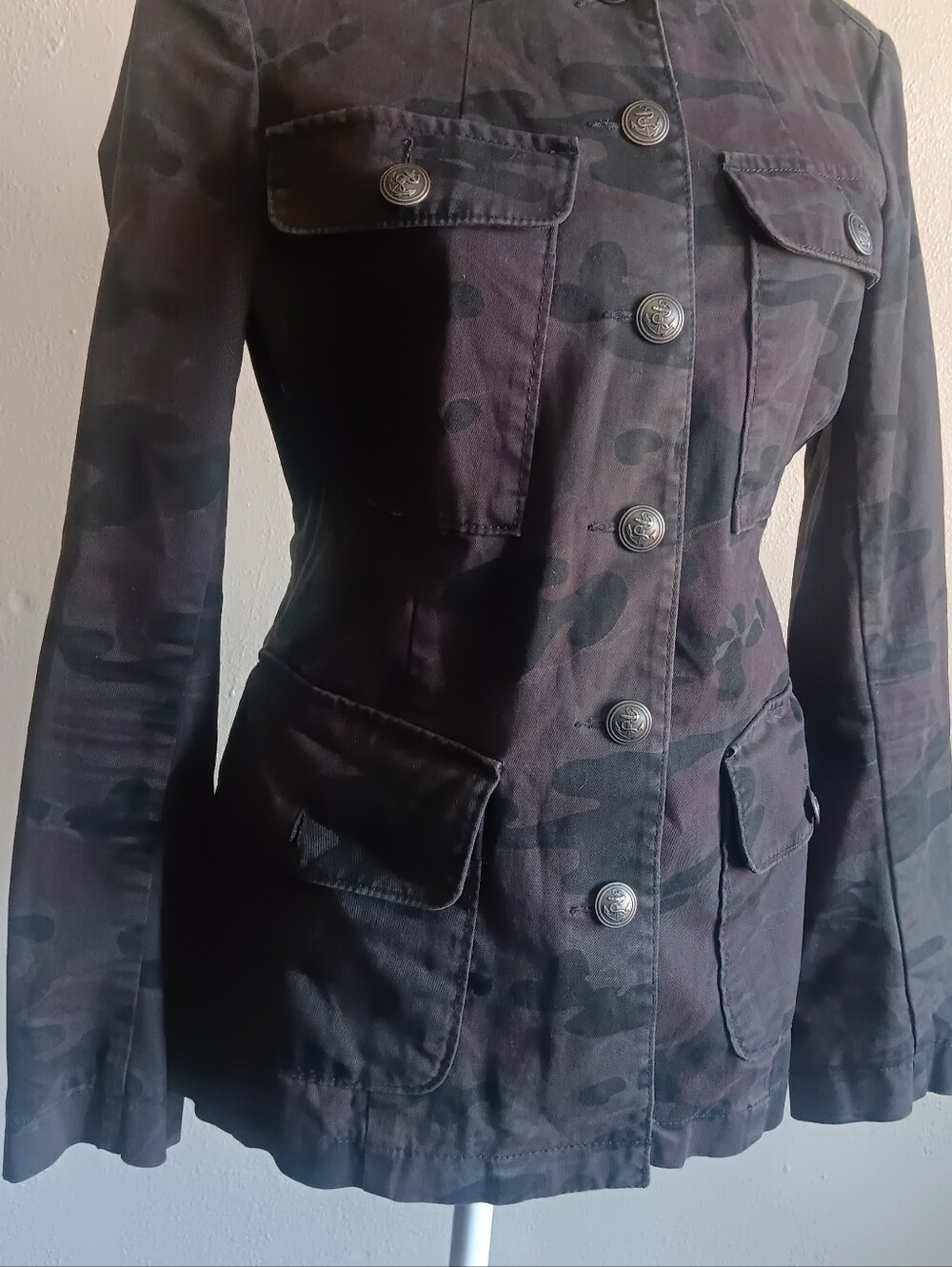 Cargo Military Style Camouflage Utility Jacket Army Coat London Jean Sz. 4 Women - Picture 7 of 12